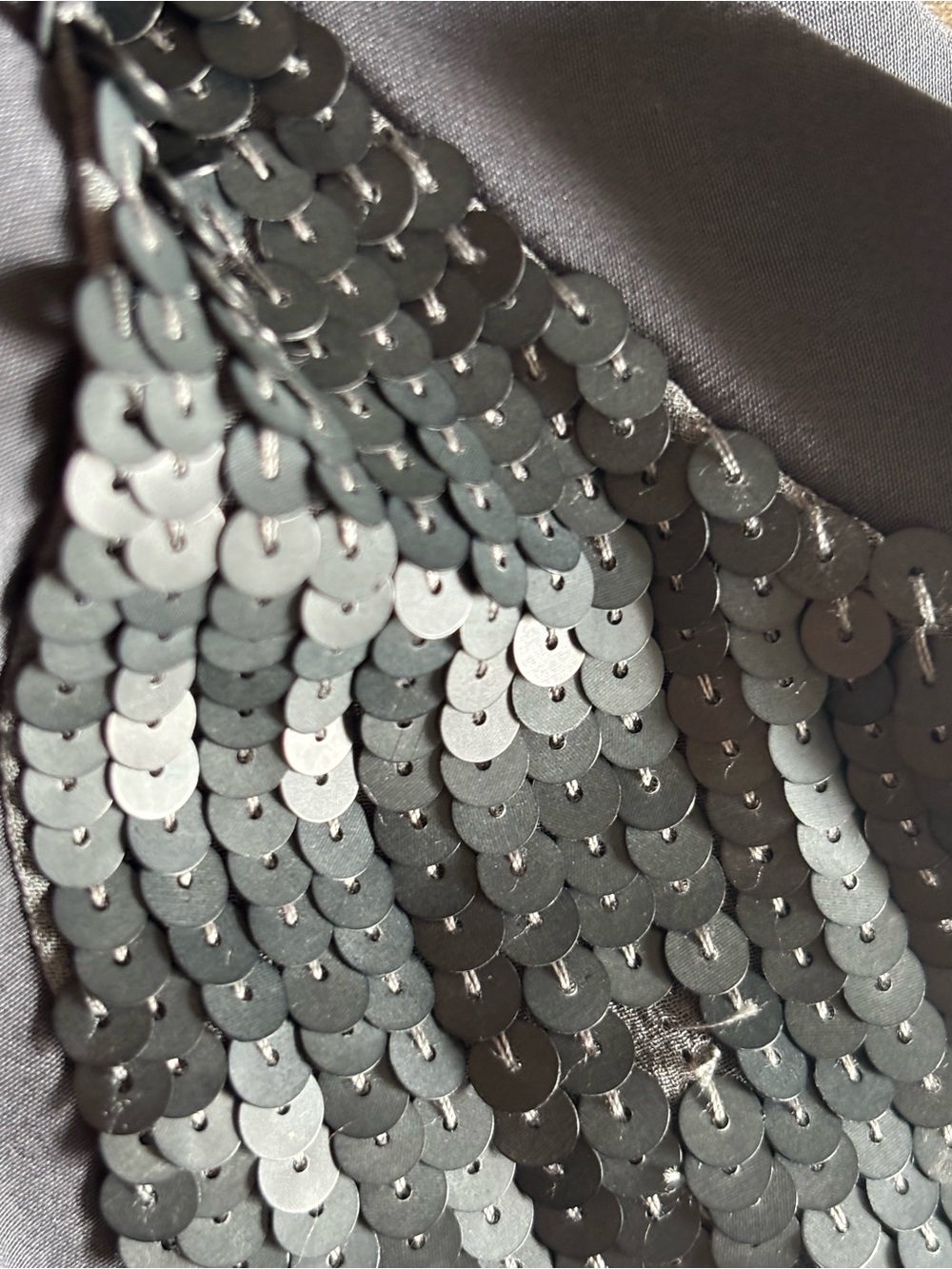 3.1 Phillip Lim Dress Sequin Panel Silk Sz M Gunmetal Grey Cocktail - Picture 7 of 8